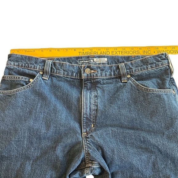 Carhartt Mens Relaxed Fit Straight Flannel-Lined Mid Rise 5-Pocket Jeans 38 x 30 - Picture 7 of 14